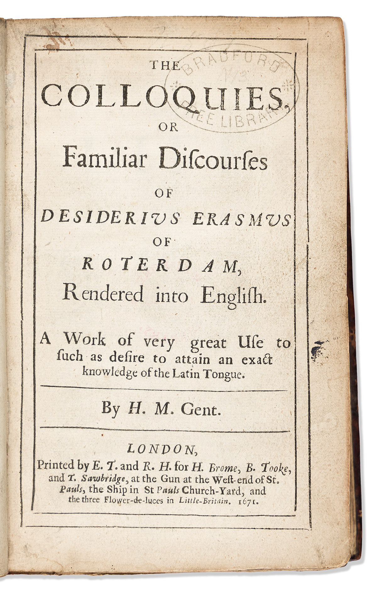 Erasmus, Desiderius (d. 1536) The Colloquies, or Familiar Discourses.